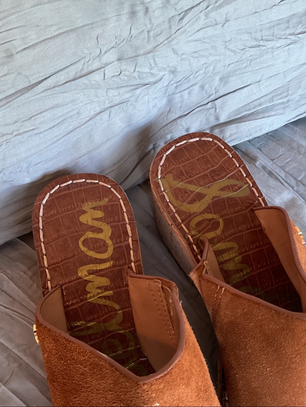 Sam Edelman Chestnut Ranger Suede Platform Sandals - Picture 3 of 8